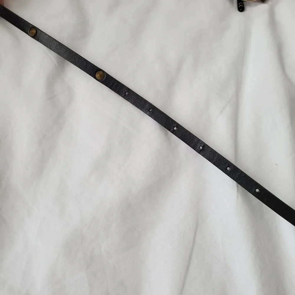Faux Leather Belt Black Gold Stud Sz S/M